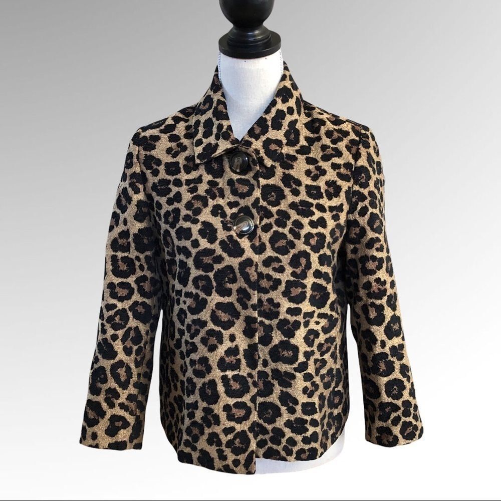 Chico’s Animal Print Short Jacket, Chico’s Size 0